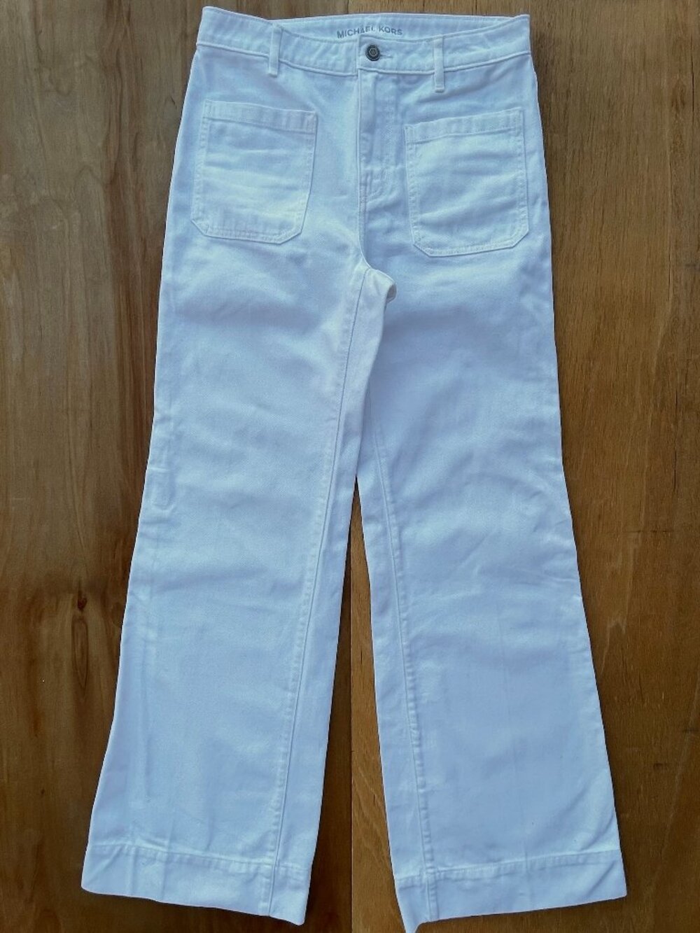 MICHAEL KORS WIDE LEG HIGH RISE JEANS Women’s sz 4 Distressed Denim